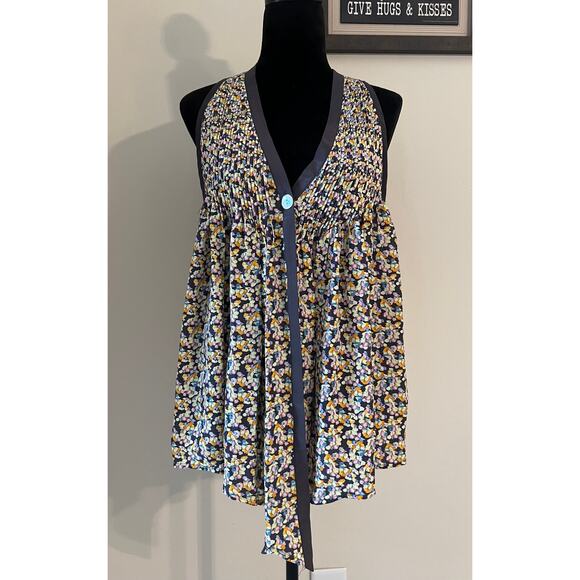 Elizabeth and James Floral Silk Top sz XS - Picture 1 of 4